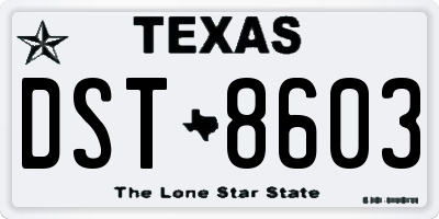 TX license plate DST8603
