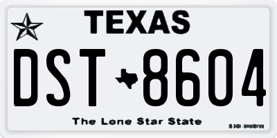 TX license plate DST8604