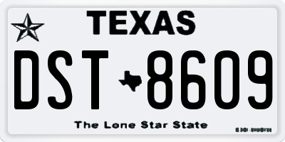 TX license plate DST8609