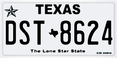 TX license plate DST8624
