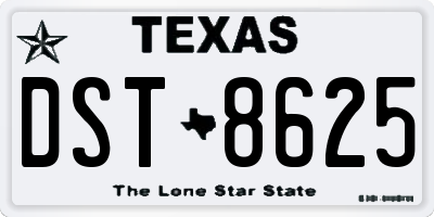 TX license plate DST8625