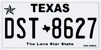 TX license plate DST8627