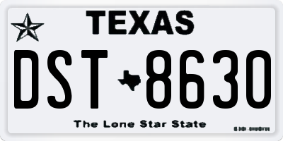 TX license plate DST8630