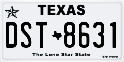 TX license plate DST8631