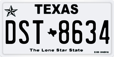 TX license plate DST8634