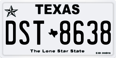 TX license plate DST8638