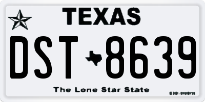 TX license plate DST8639