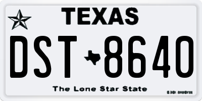 TX license plate DST8640
