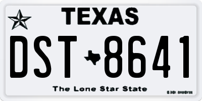 TX license plate DST8641