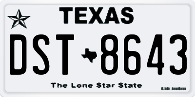 TX license plate DST8643