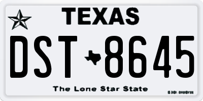 TX license plate DST8645