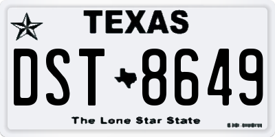 TX license plate DST8649