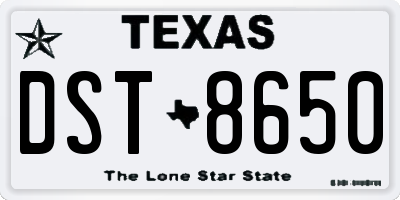 TX license plate DST8650