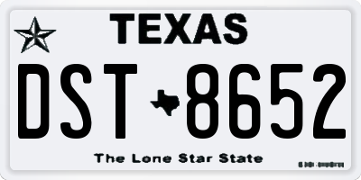 TX license plate DST8652