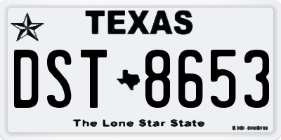 TX license plate DST8653