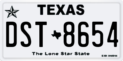 TX license plate DST8654