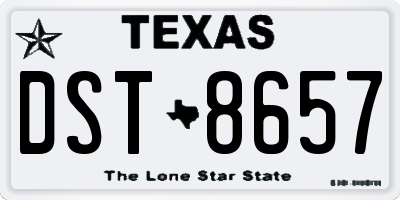 TX license plate DST8657