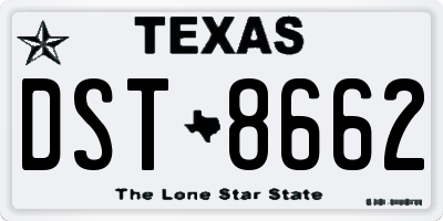 TX license plate DST8662