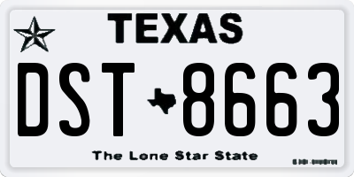 TX license plate DST8663