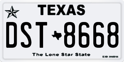 TX license plate DST8668