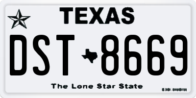 TX license plate DST8669