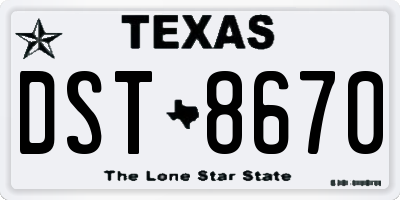 TX license plate DST8670