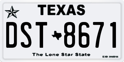 TX license plate DST8671