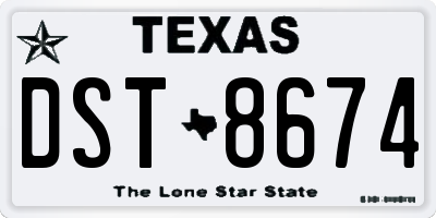 TX license plate DST8674