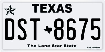 TX license plate DST8675