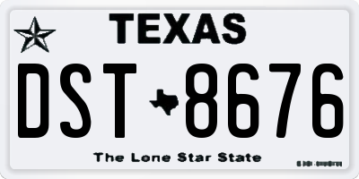 TX license plate DST8676