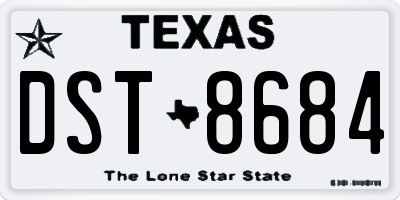 TX license plate DST8684