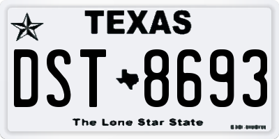 TX license plate DST8693