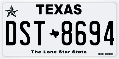 TX license plate DST8694
