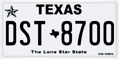 TX license plate DST8700
