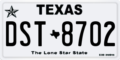 TX license plate DST8702