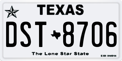 TX license plate DST8706