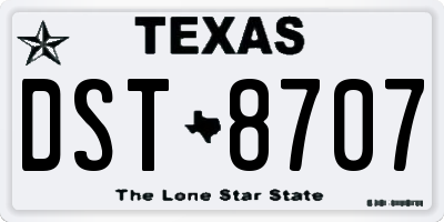 TX license plate DST8707