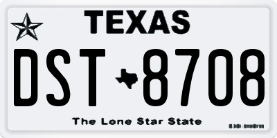 TX license plate DST8708