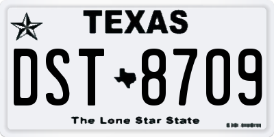 TX license plate DST8709