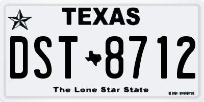 TX license plate DST8712