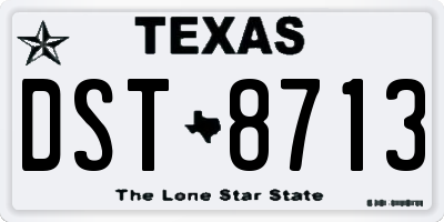 TX license plate DST8713