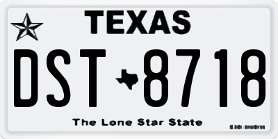 TX license plate DST8718