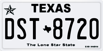 TX license plate DST8720