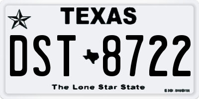 TX license plate DST8722