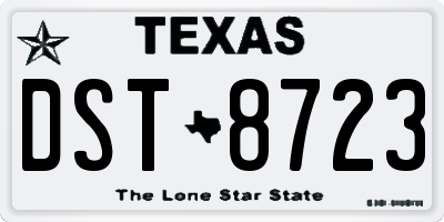 TX license plate DST8723