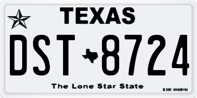 TX license plate DST8724