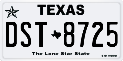 TX license plate DST8725