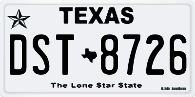 TX license plate DST8726