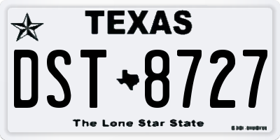 TX license plate DST8727