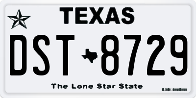 TX license plate DST8729